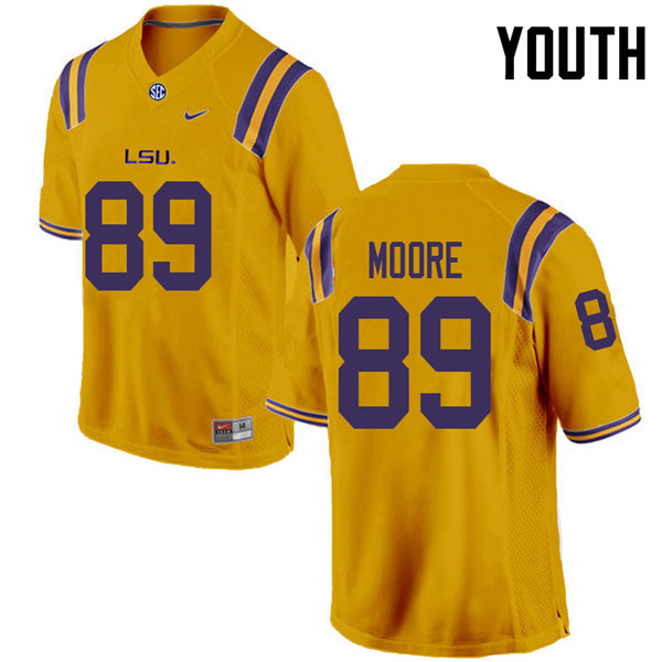 Youth #89 Derian Moore LSU Tigers College Football Jerseys Sale-Gold